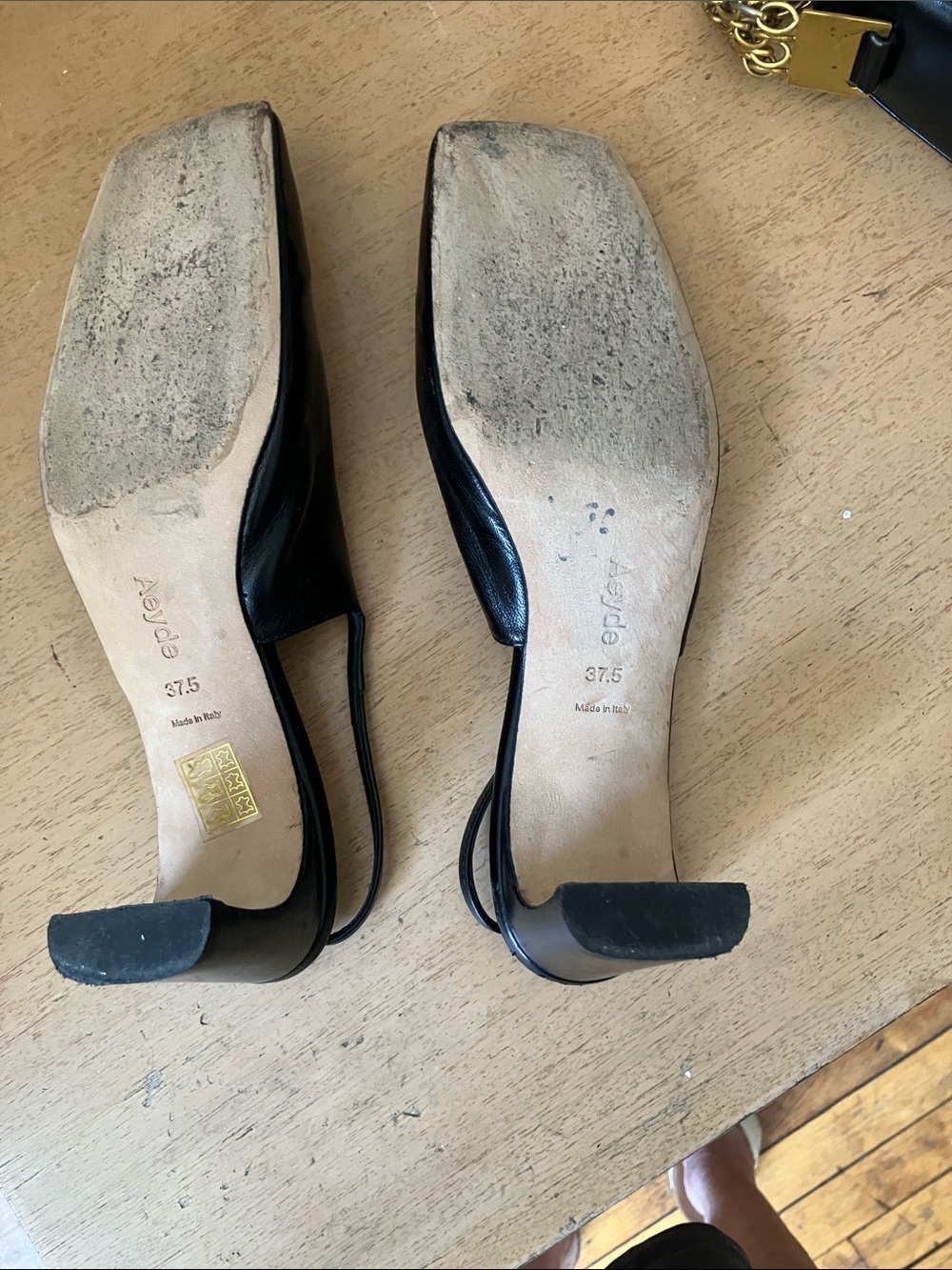 Aeyde, black open back, square toe, pump size 7 1/2 - Picture 6 of 7